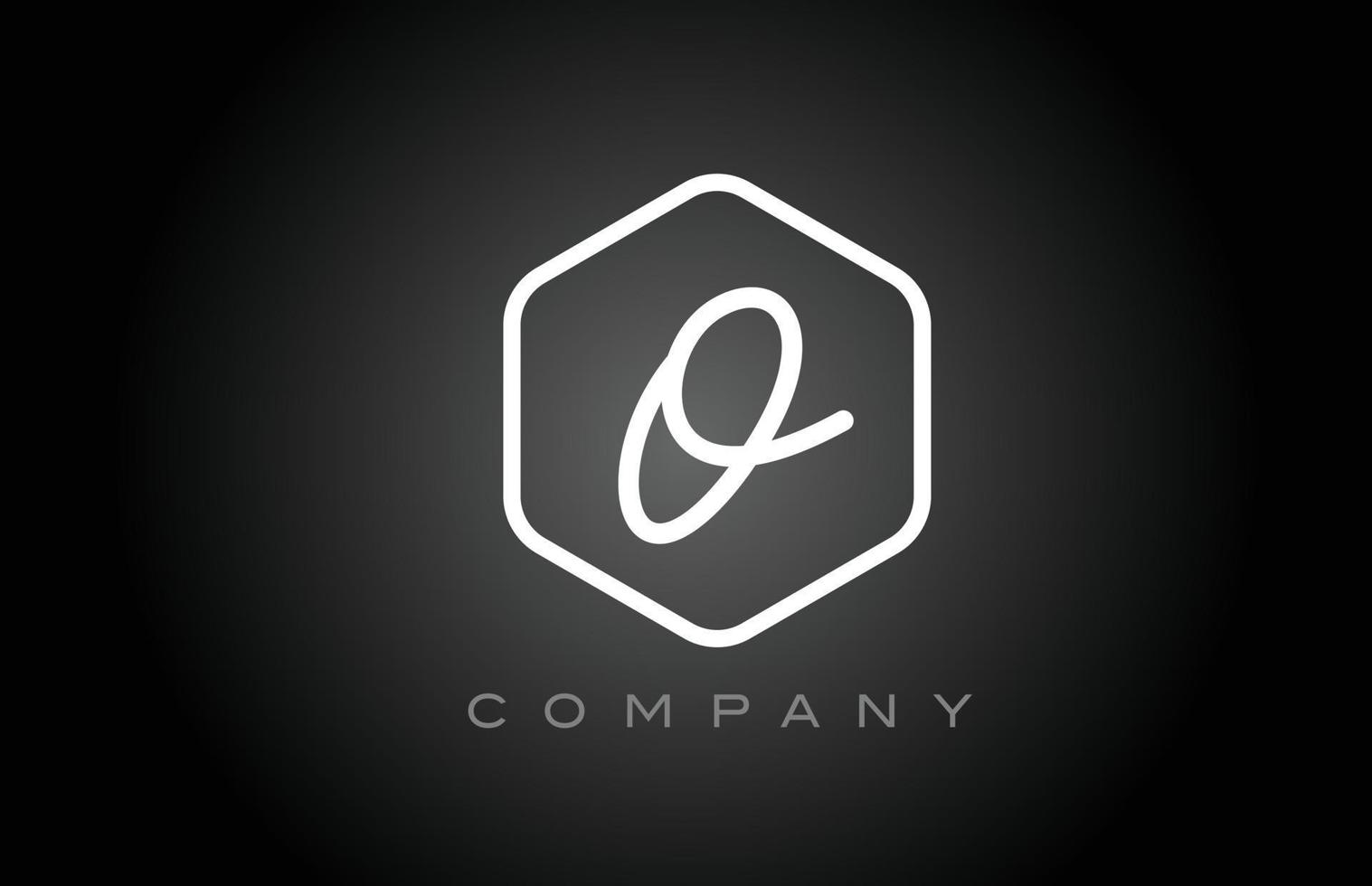 hexagone noir et blanc o lettre alphabet logo icône design. modèle créatif pour entreprise et entreprise vecteur