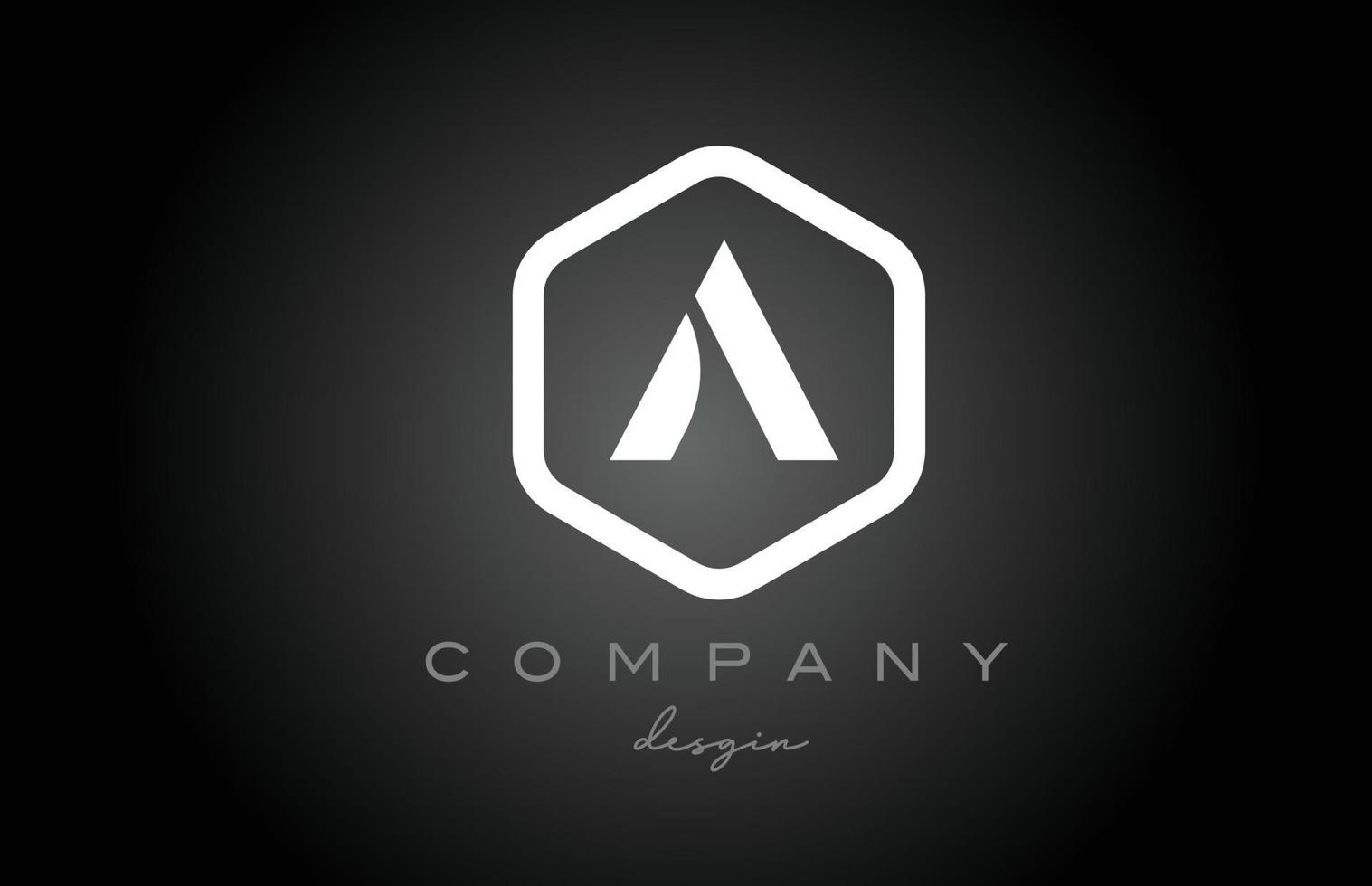 une création d'icône de logo de lettre d'alphabet d'hexagone blanc noir. modèle créatif pour les entreprises et les entreprises vecteur