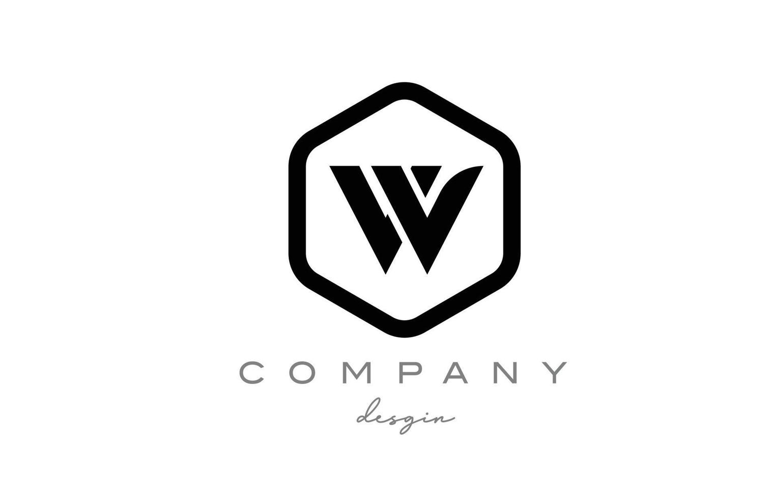 création d'icône de logo de lettre alphabet w noir et blanc avec hexagone. modèle créatif pour les entreprises et les entreprises vecteur