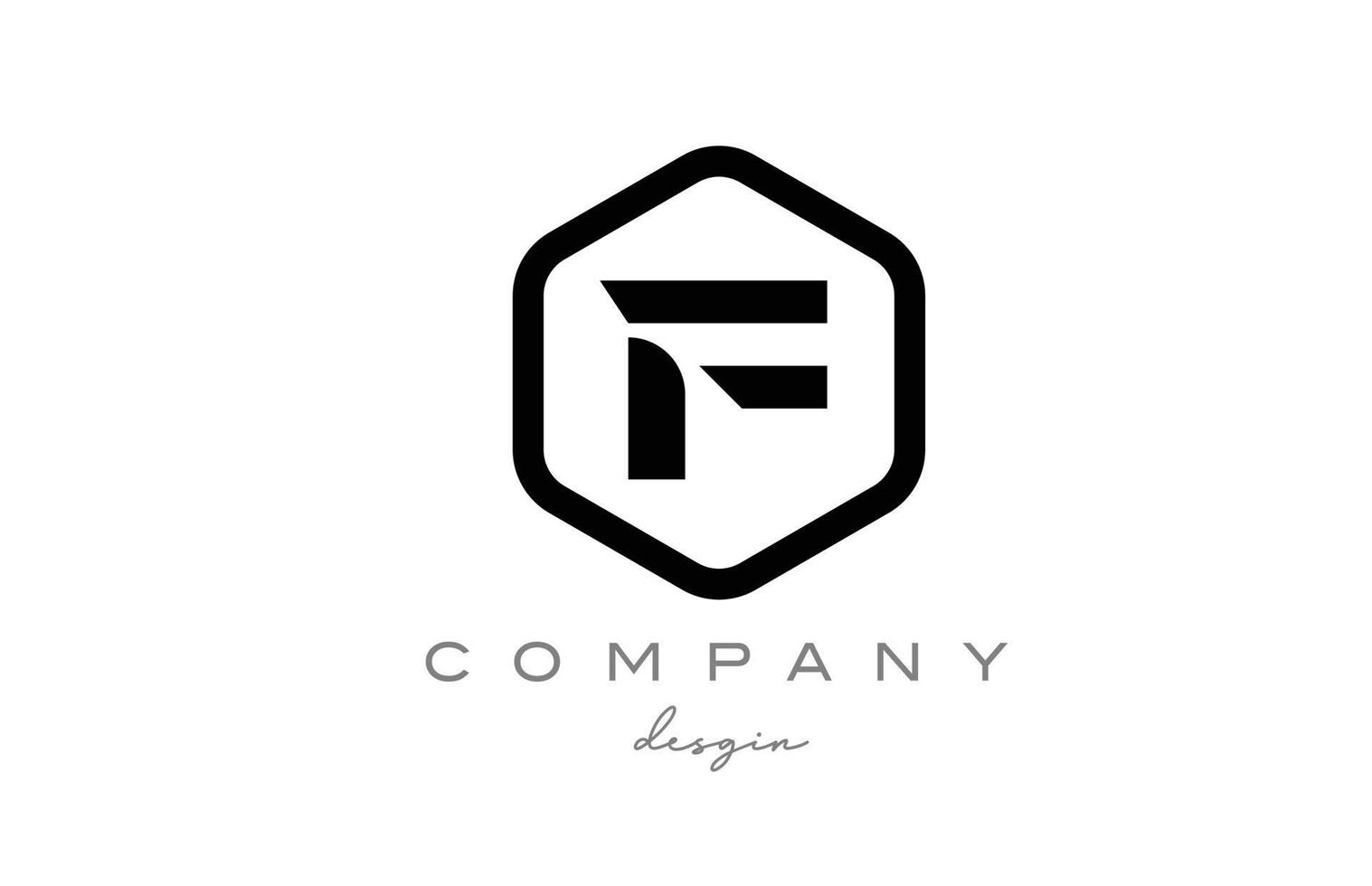 création d'icône de logo de lettre d'alphabet f noir et blanc avec hexagone. modèle créatif pour les entreprises et les entreprises vecteur