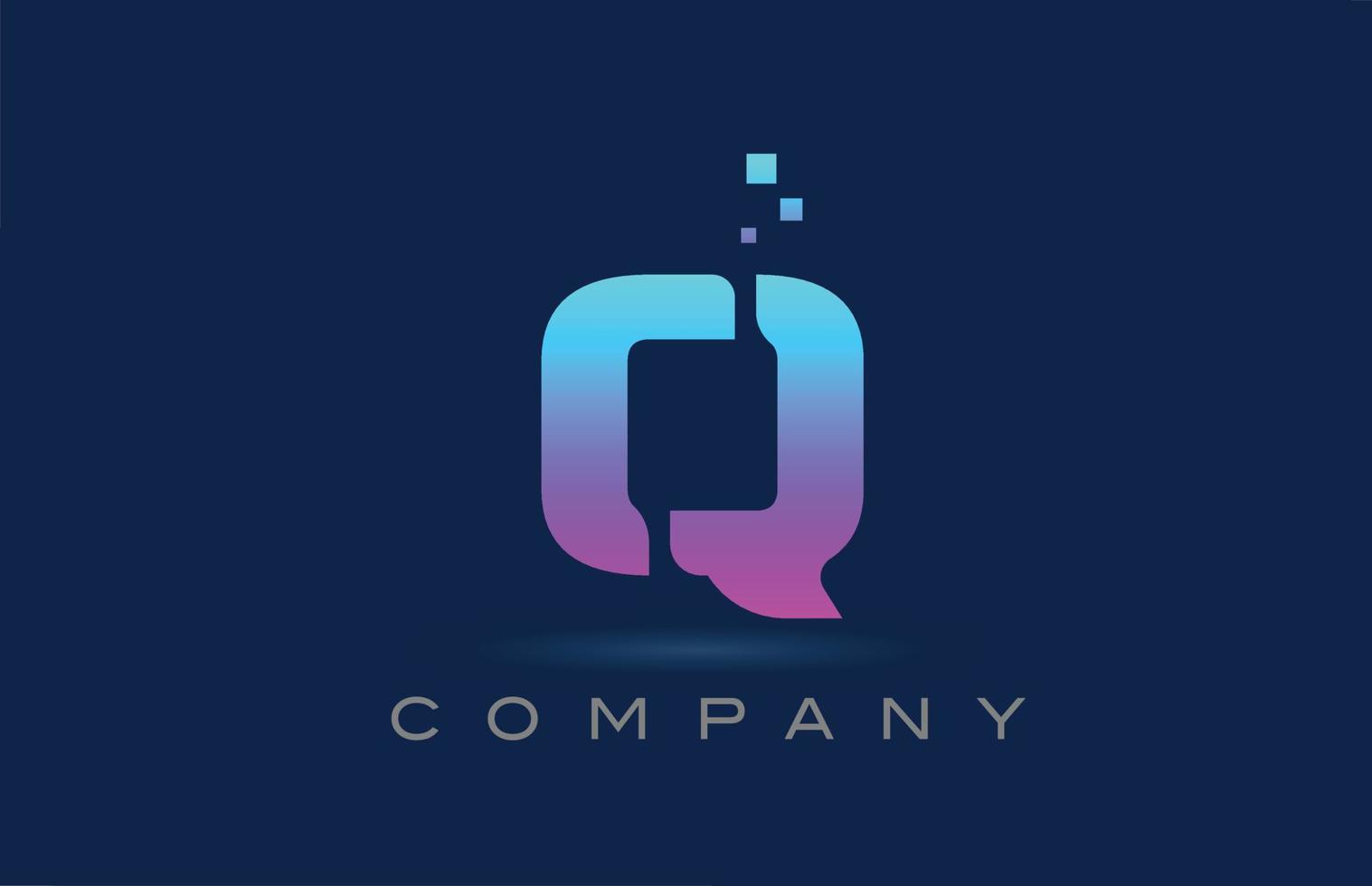 création d'icône de logo lettre q alphabet bleu rose. modèle créatif pour les entreprises et les entreprises avec des points vecteur