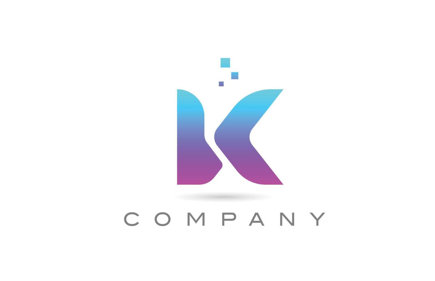 création de logo de lettre d'icône alphabet k rose. modèle créatif pour les entreprises avec des points vecteur