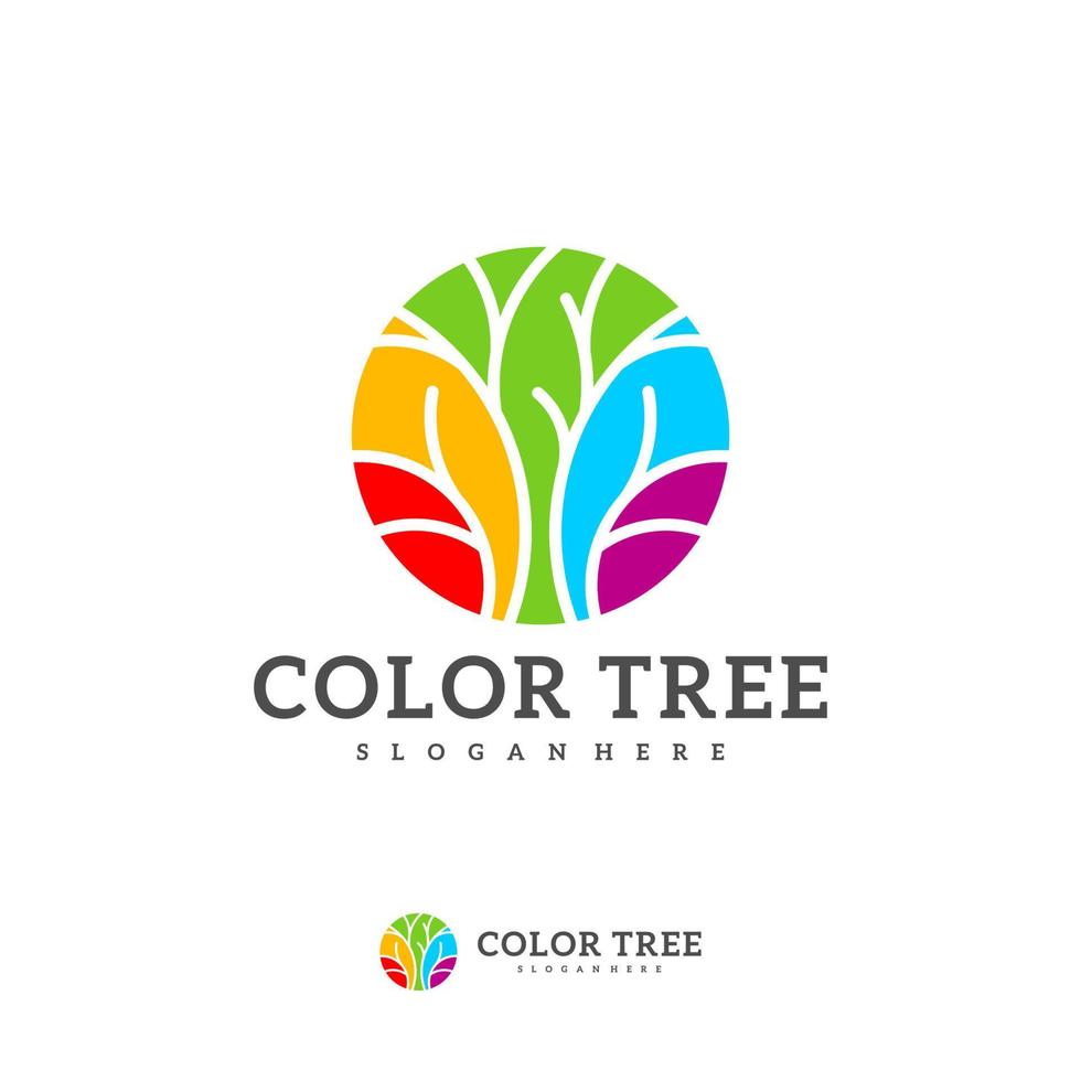 modèle vectoriel de logo d'arbre coloré, concepts de conception de logo d'arbre créatif