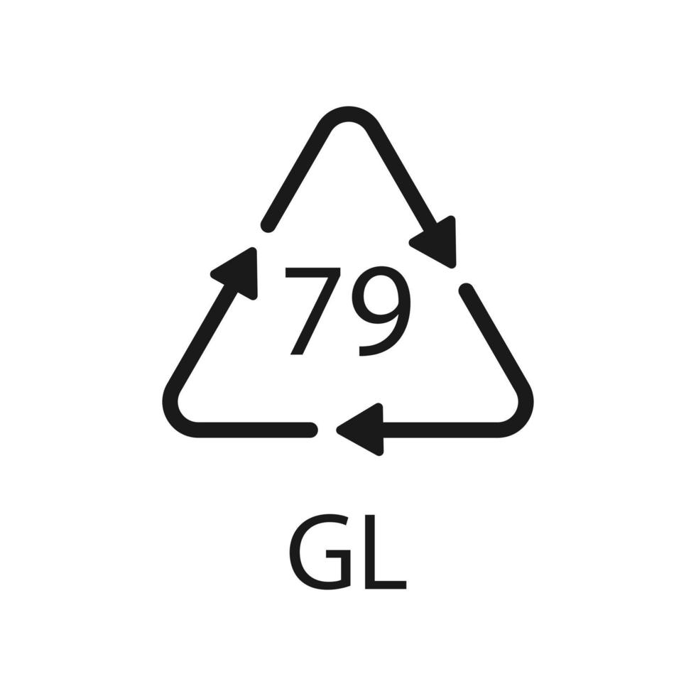 verre plaqué or. verre recyclage code 79 gl. illustration vectorielle vecteur