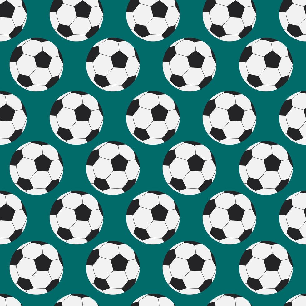modèle de vecteur de football. fond vert transparent avec des ballons de football blancs et noirs. illustration répétitive en mosaïque