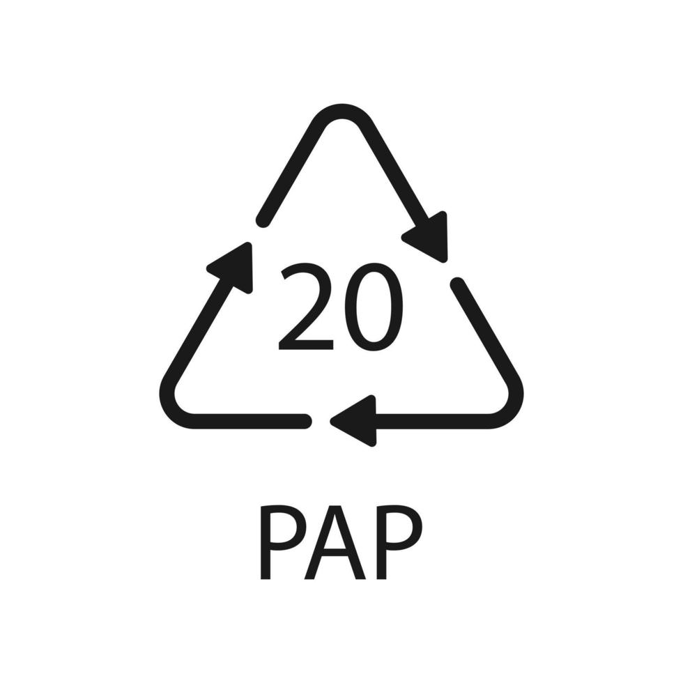 symbole de recyclage du papier pap 20. illustration vectorielle vecteur