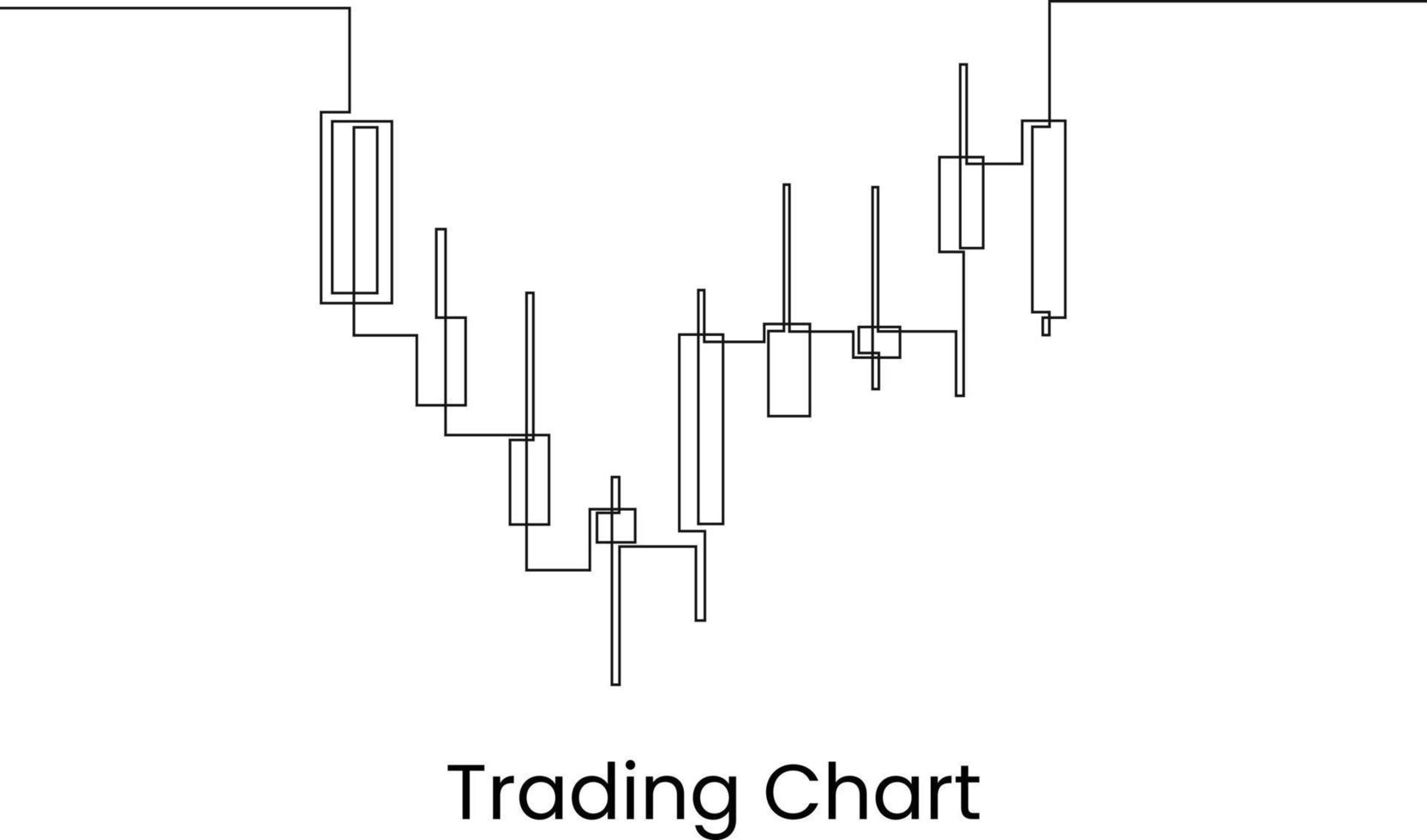 Le graphique en chandelier de trading à ligne continue est instable. haut et bas. une ligne dessiner illustration vectorielle de conception graphique. vecteur