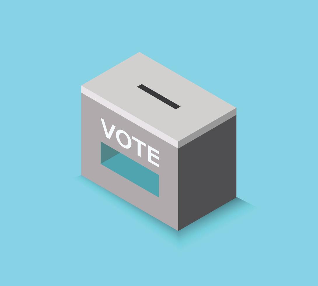 concept de vote électoral. boîte de vote isométrique, illustration vectorielle. vecteur