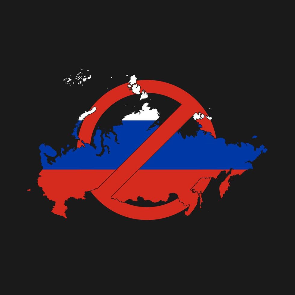 la russie interdit. arrêter les agresseurs russes. panneau d'interdiction rouge avec carte de la russie. vecteur