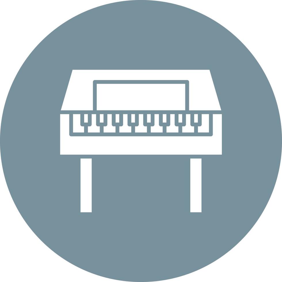 icône de fond de cercle de glyphe de piano en bois vecteur