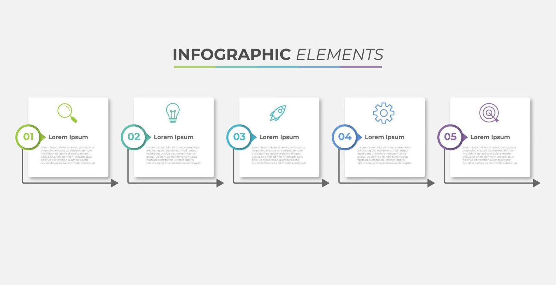 modèle de conception infographique vectoriel avec 5 options ou étapes