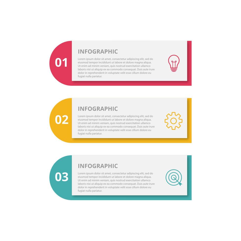 conception infographique de la chronologie avec cercle pour modèle d'entreprise. vecteur 3 étapes.