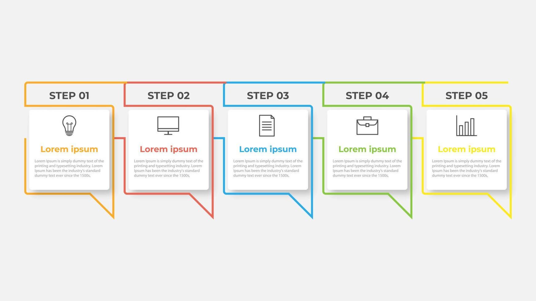 modèle d'infographie d'entreprise. étiquette de conception de ligne mince avec icône et 5 options, étapes ou processus. vecteur