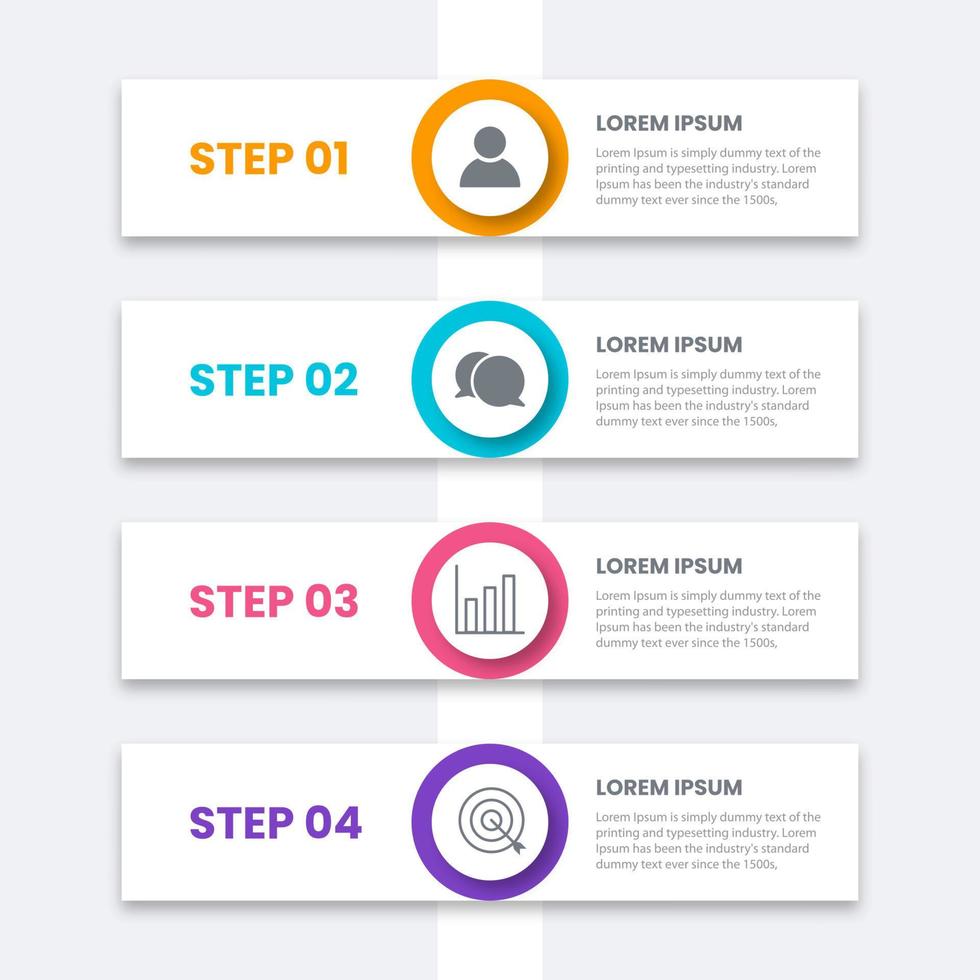 élément de conception infographique de la chronologie et options de nombre. concept d'entreprise en 4 étapes. peut être utilisé pour la mise en page du flux de travail, le diagramme, le rapport annuel, la conception Web. modèle d'entreprise de vecteur pour la présentation.