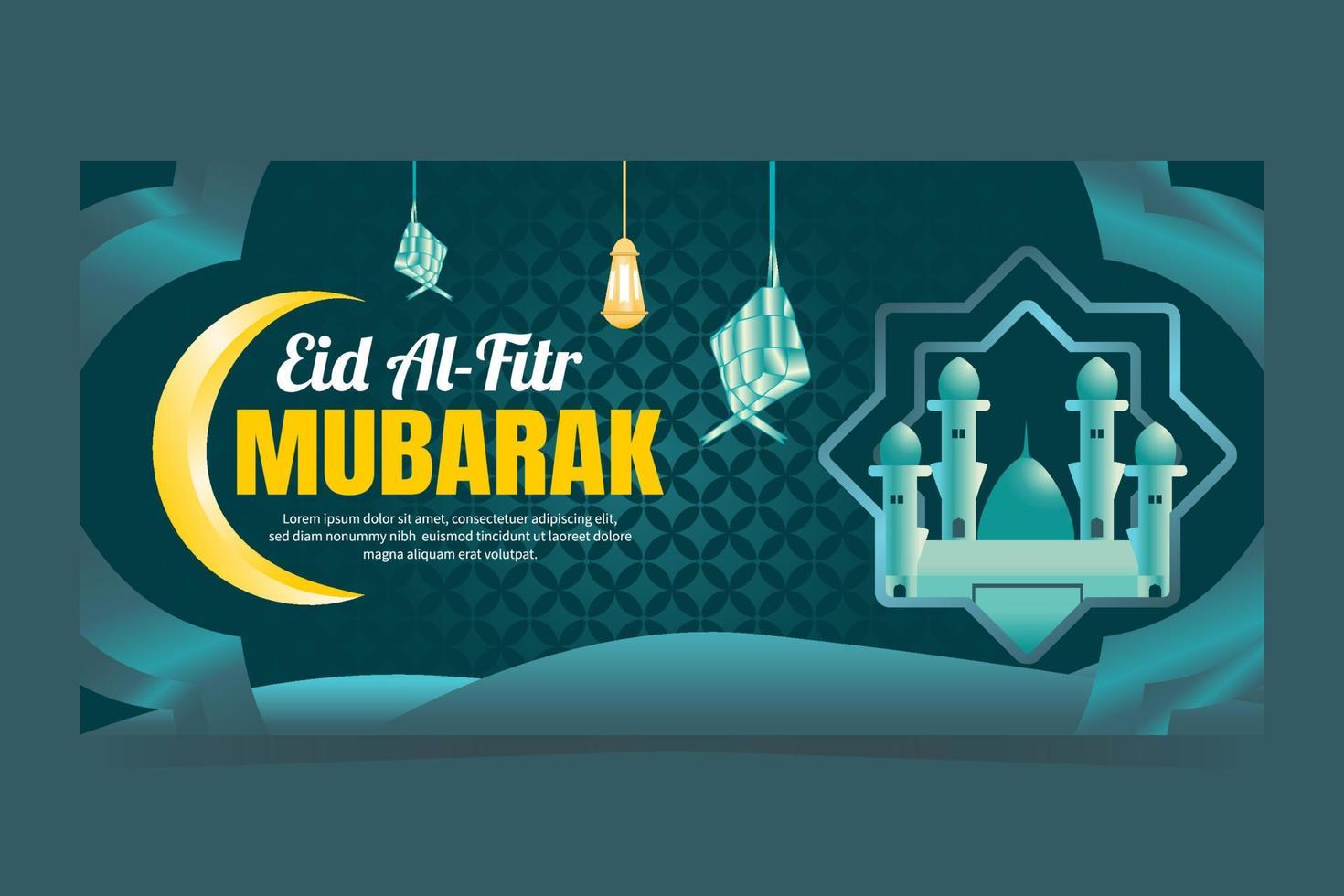 bannière islamique eid al-fitr moubarak vecteur