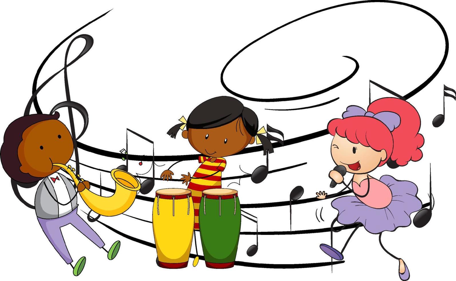 groupe de musique pour enfants doodle vecteur