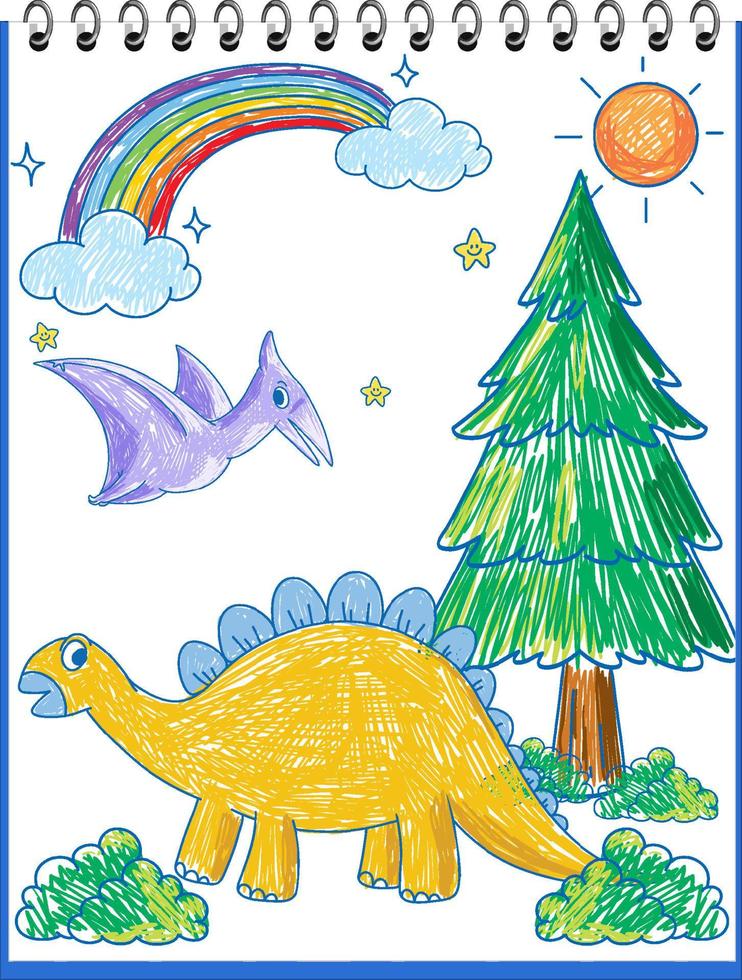 dinosaures doodle dessinés à la main pour enfants vecteur