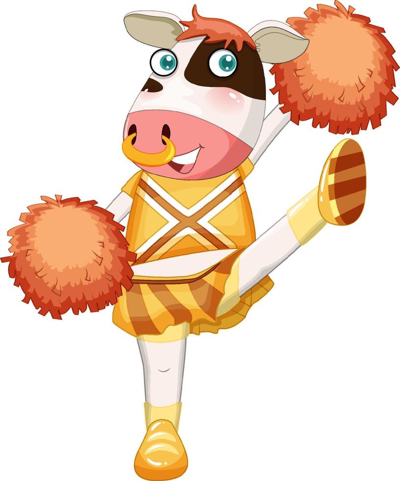 vache portant un costume de pom-pom girl vecteur