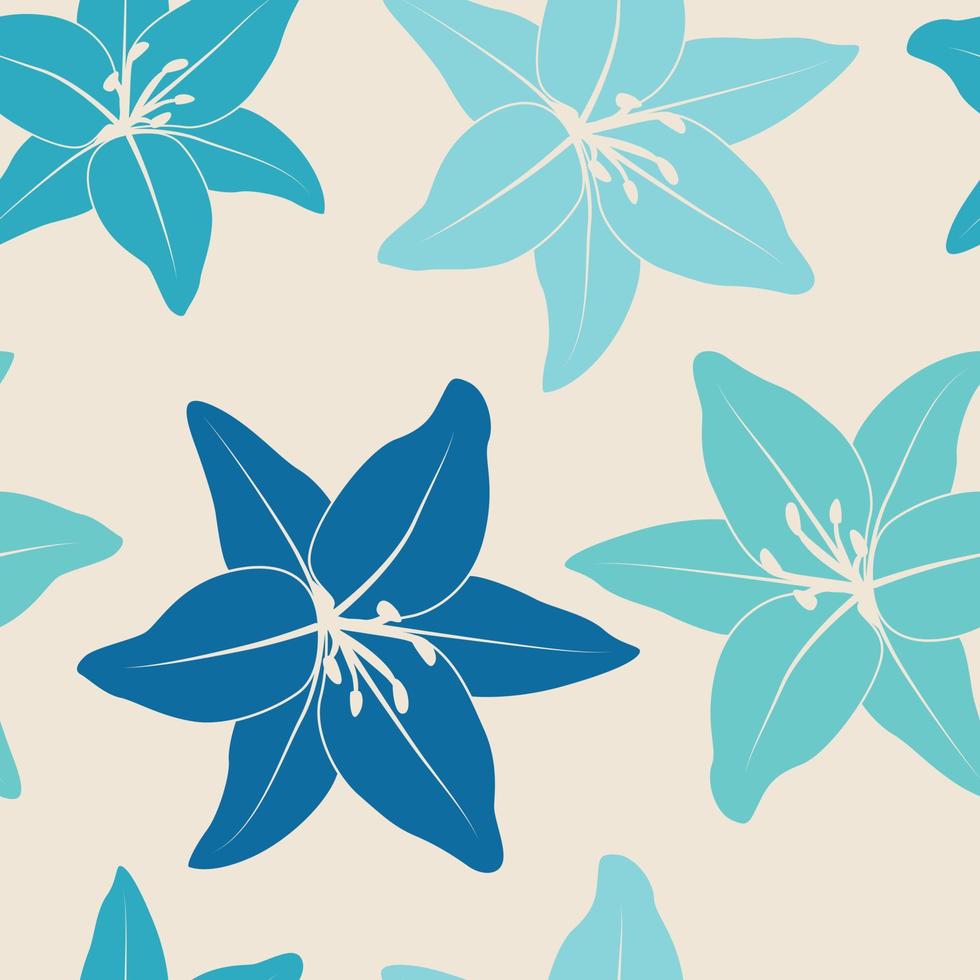 belles fleurs de lys tropicales et feuilles motif sans couture. feuilles tropicales, fond de motif floral harmonieux de feuille de monstera. illustration brésilienne à la mode vecteur