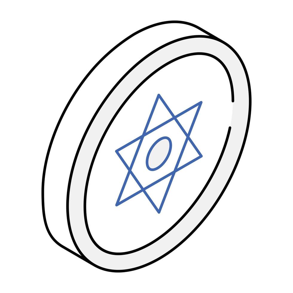 icône isométrique de contour à la mode de la pièce de monnaie de sort vecteur