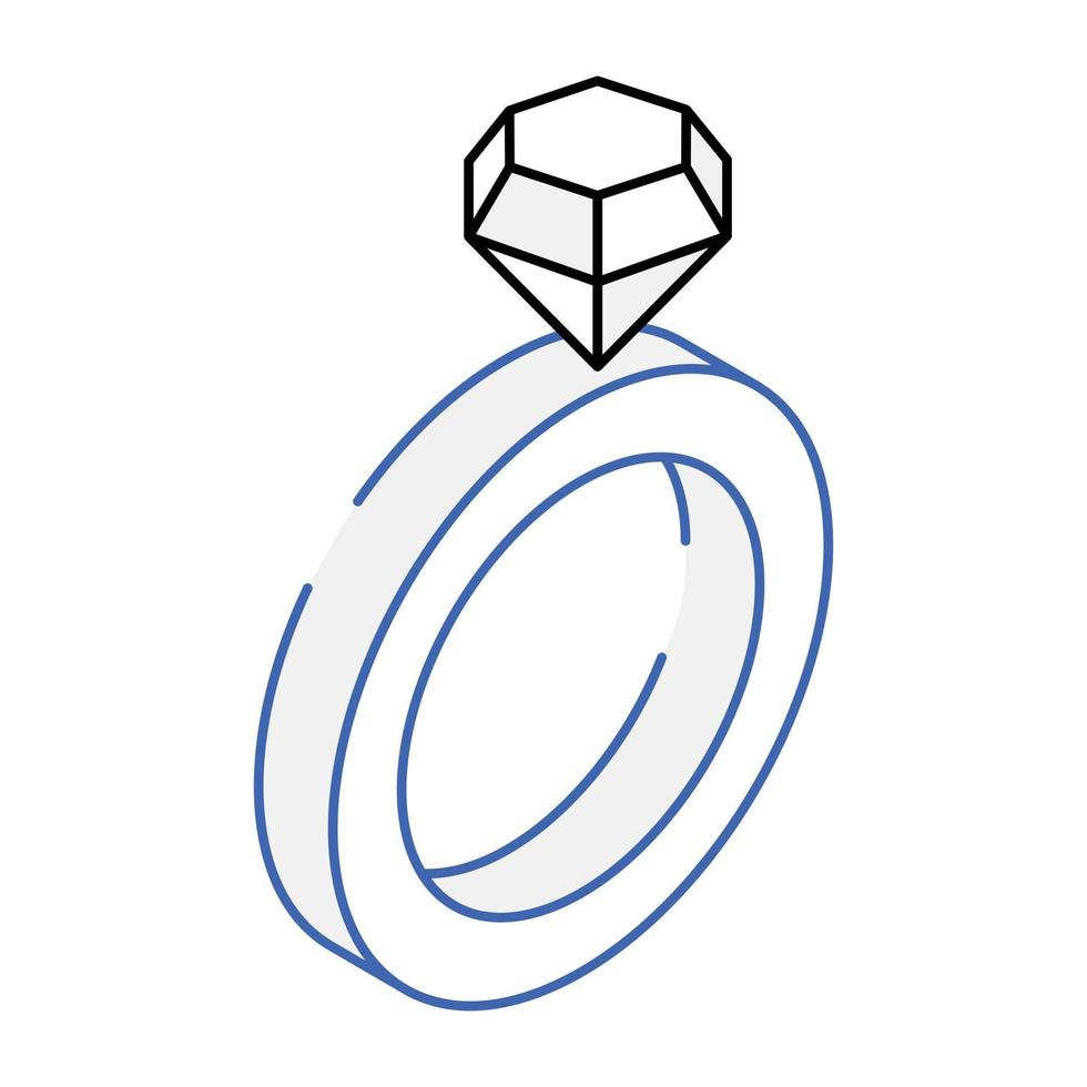 une icône isométrique bien conçue de bague en diamant vecteur