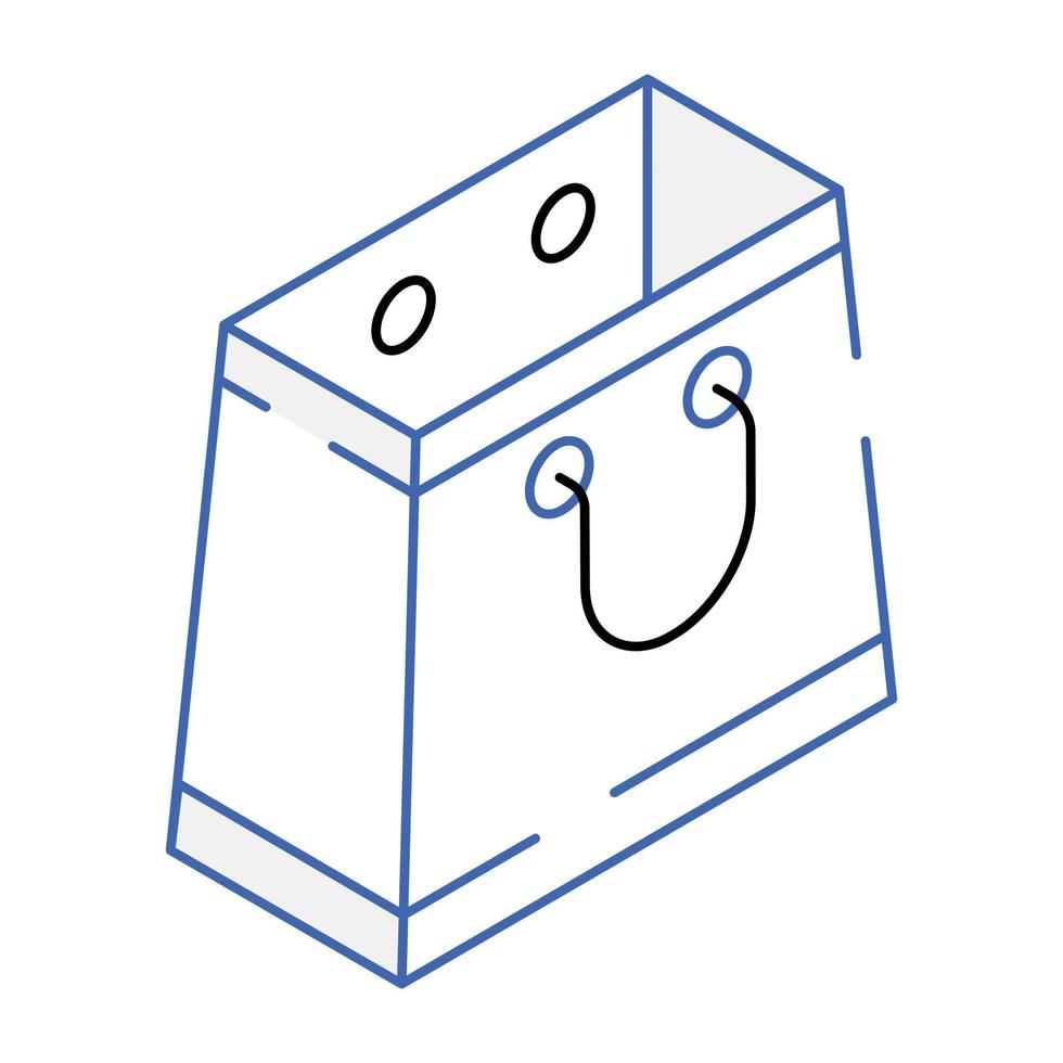 une icône isométrique modifiable de sac à provisions vecteur