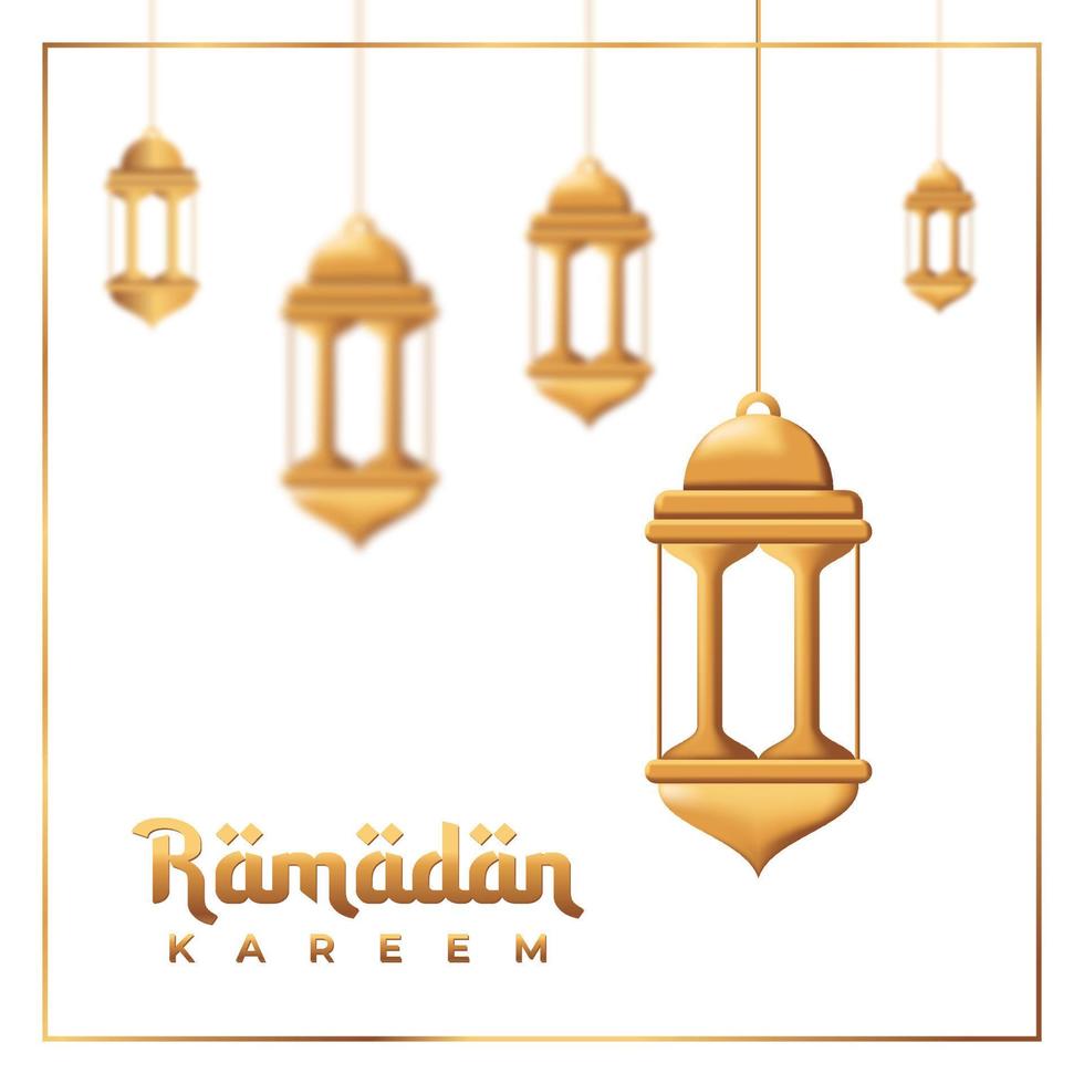 carte vectorielle ramadan kareem avec lanternes en métal doré 3d. annonces ramadan kareem, flyer, invitation, carte de voeux. arrière-plan islamique. illustration vectorielle vecteur