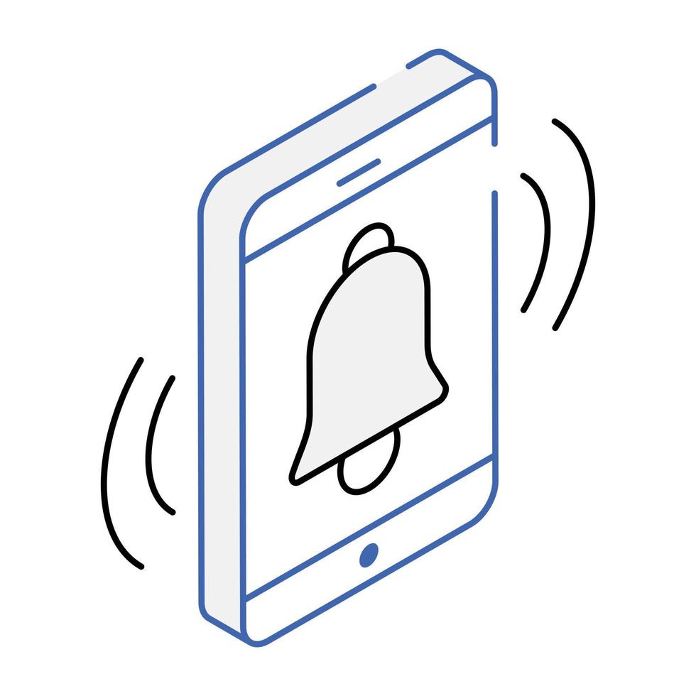 icône de notification mobile dans un style isométrique vecteur