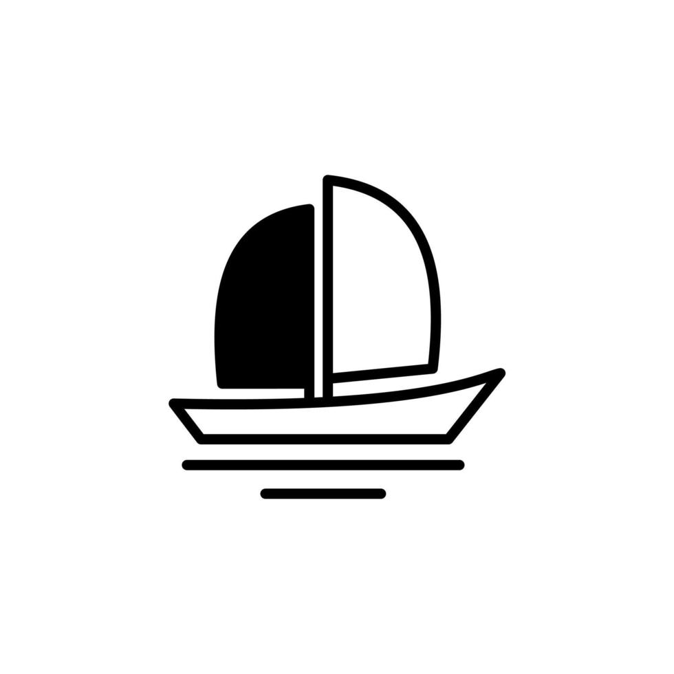 modèle de logo d'illustration vectorielle d'icône de ligne solide de navire, bateau, voilier. adapté à de nombreuses fins. vecteur