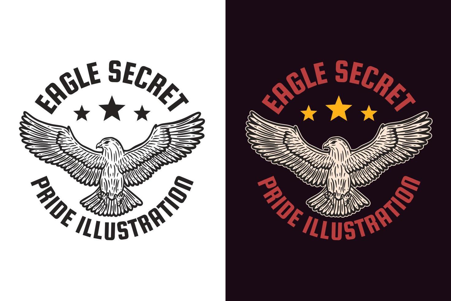 ensemble sombre illustration aigle tête d'oiseau et pose dessinés à la main éclosion symbole de contour tatouage marchandise t-shirt merch ancien vecteur