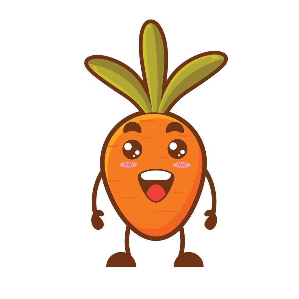 mignon petit personnage de dessin animé de carotte vecteur