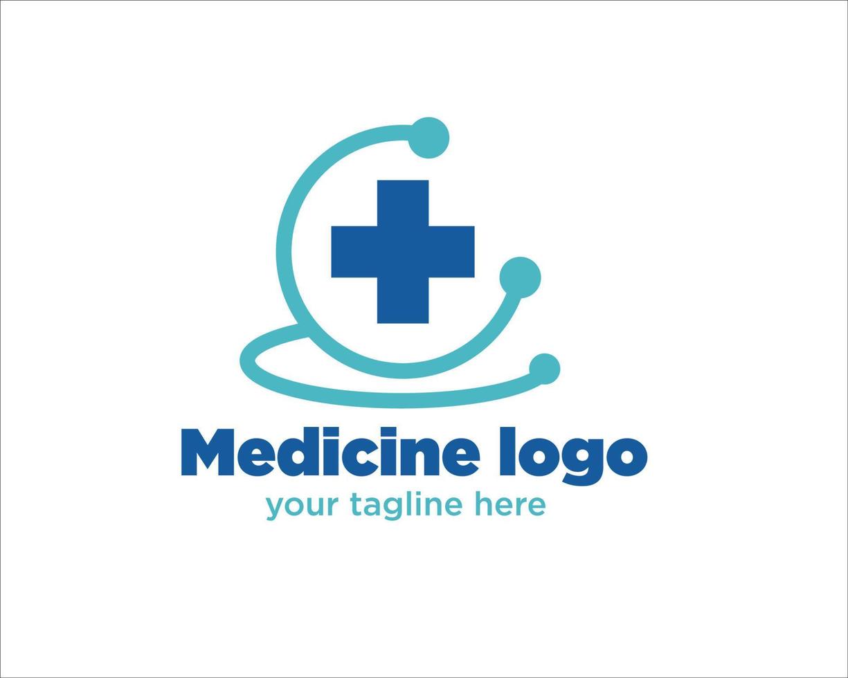 conceptions de logo de médecine de santé croix et stéthoscope vecteur