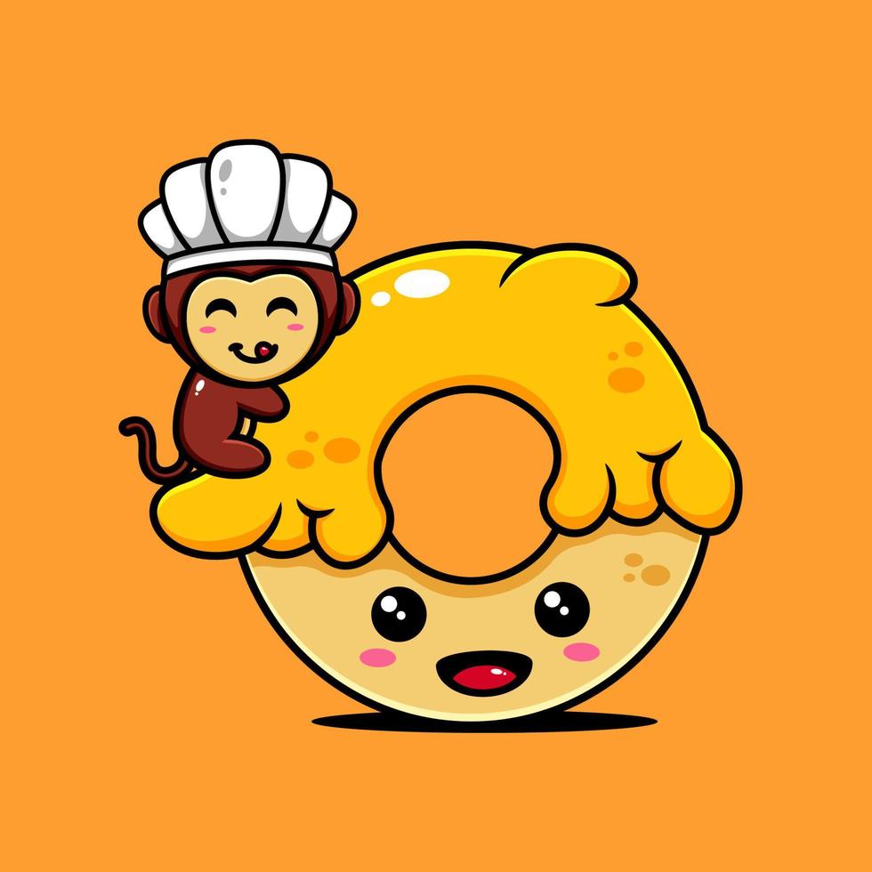 conception de personnage de singe mignon sur le thème délicieux beignet à la banane vecteur