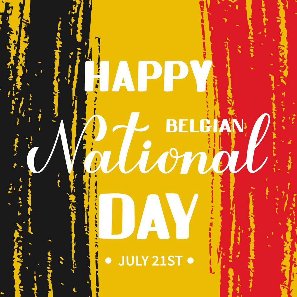 lettrage à la main de la fête nationale belge avec un coup de pinceau noir et rouge. affiche de typographie de vacances belgique. modèle vectoriel facile à modifier pour la bannière, le dépliant, l'autocollant, la chemise, la carte de voeux, la carte postale, etc.