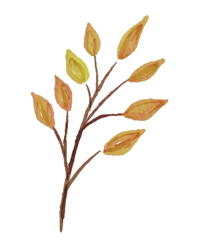 illustration aquarelle de feuilles de branche d'automne vecteur