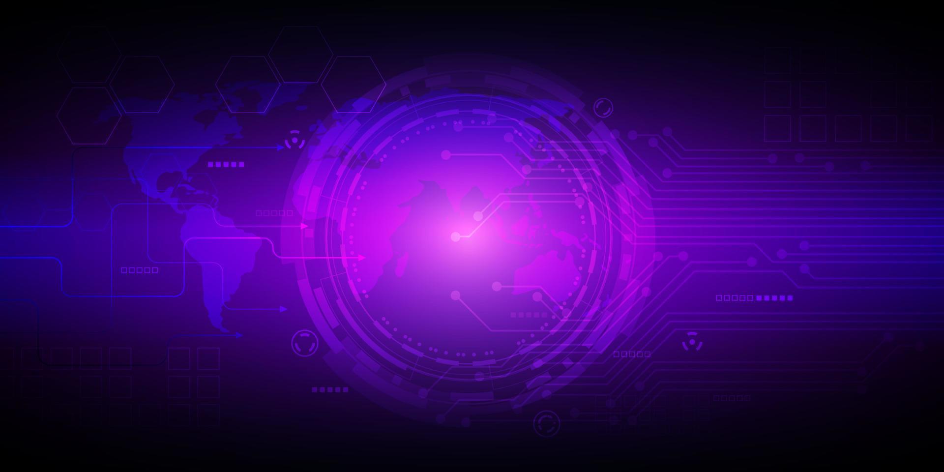 tons violet foncé technologie de fond abstrait communication mondiale ère numérique, illustration vectorielle. vecteur