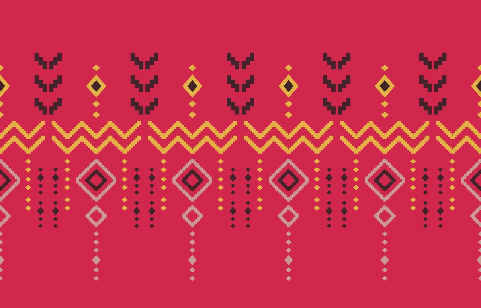 bordure ethnique rose à la main bel art. motif navajo sans couture dans le style tribal, folklorique, mexicain, péruvien, indien, marocain, turc et ouzbek. impression d'ornement d'art géométrique à motif aztèque. vecteur