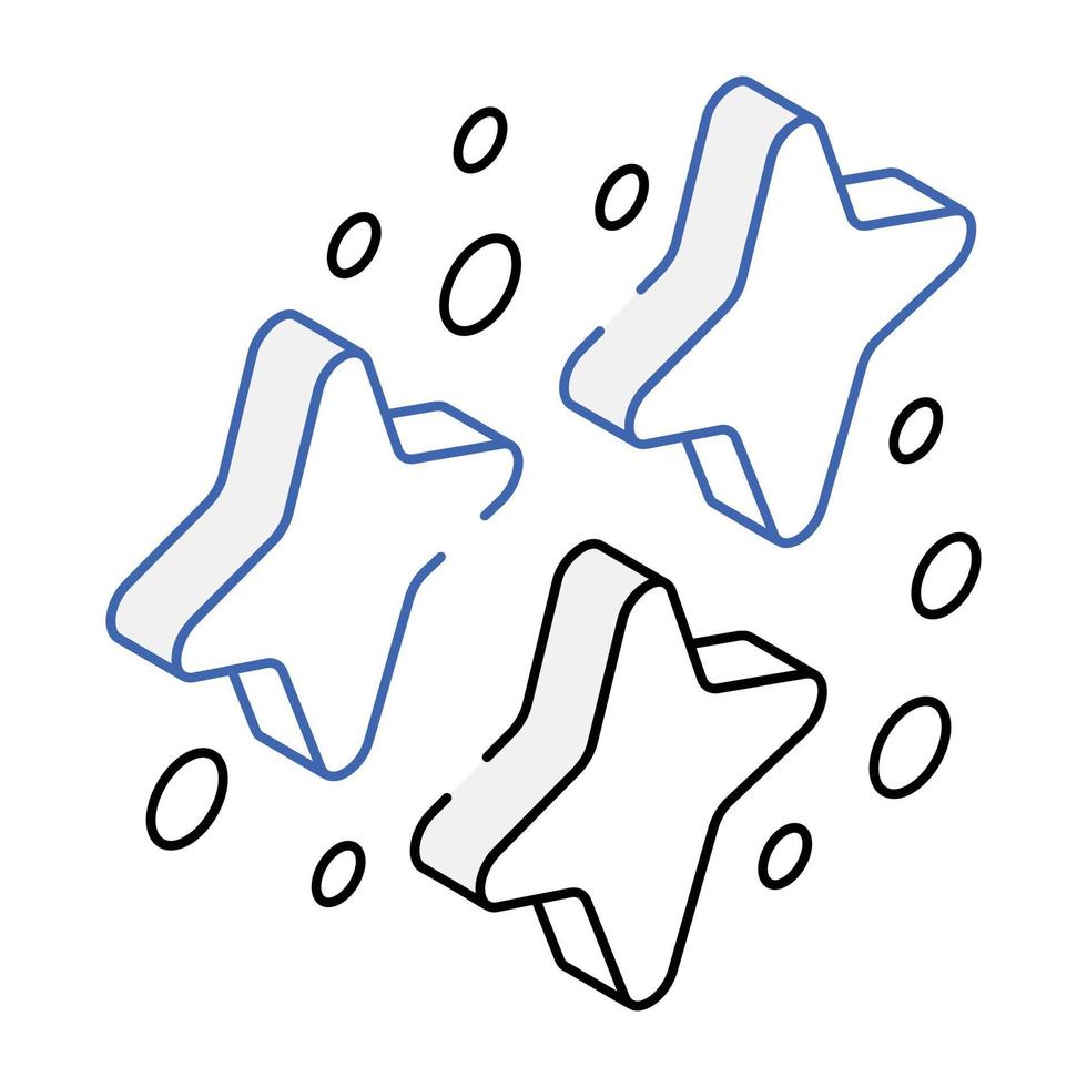une icône isométrique captivante d'étoiles brillantes vecteur