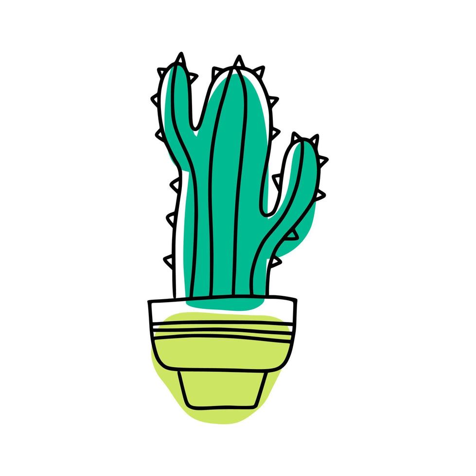fleur de cactus maison dessinée à la main, doodle vecteur
