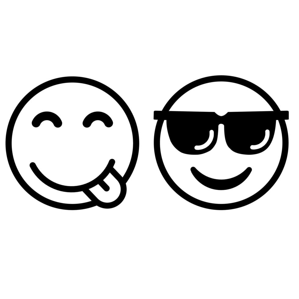 Langue et lunettes de soleil contour emoji illustration vecteur