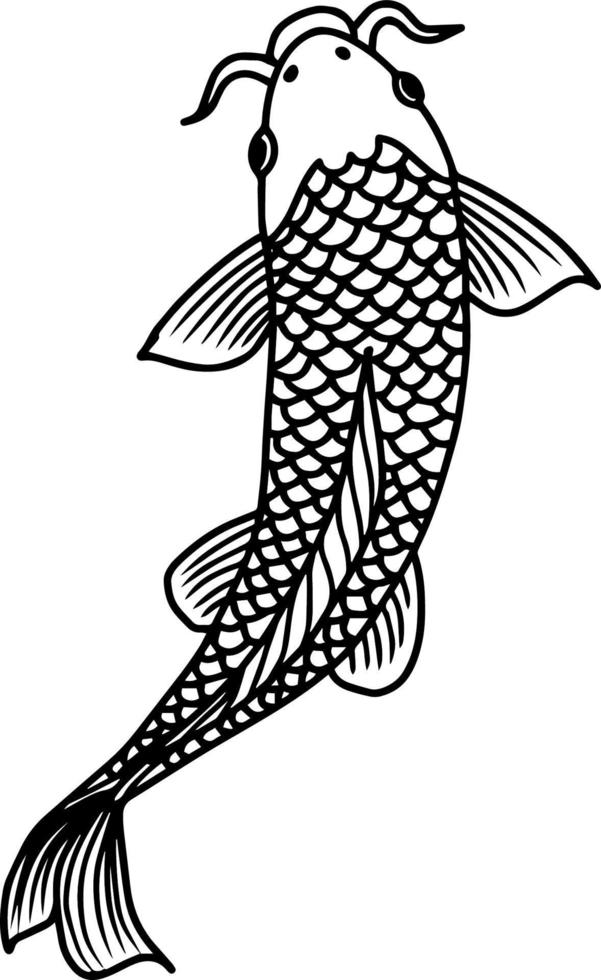 illustration de conception de vecteur de contour de poisson rouge. conception d'art en ligne. coloriage.