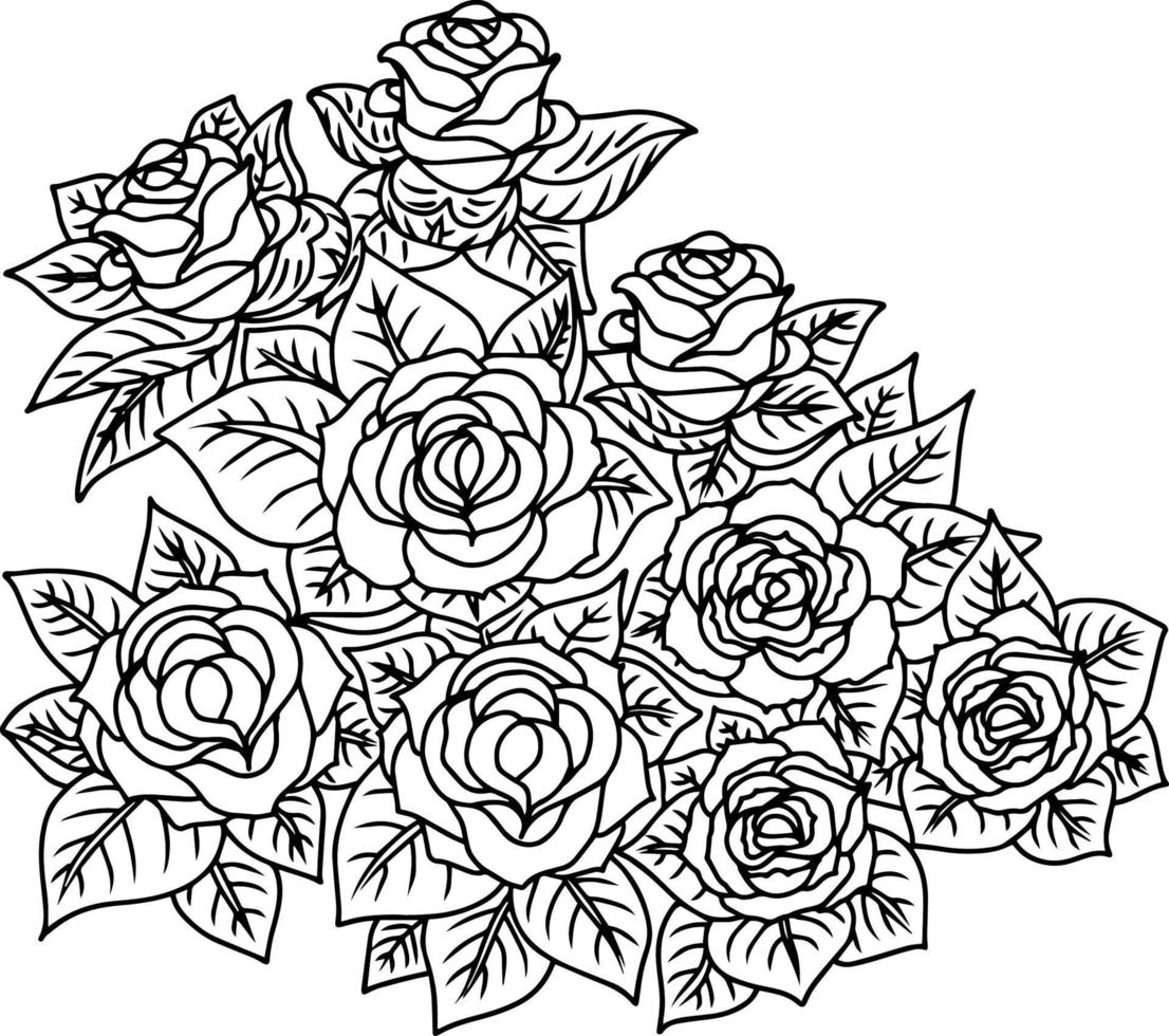 conception vecteur contour illustration fleur rose