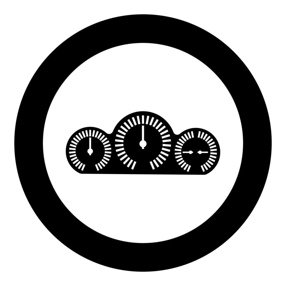 affichage de la vitesse du panneau de voiture du tableau de bord avec icône de jauge en cercle autour de l'image d'illustration vectorielle de couleur noire style de contour solide vecteur