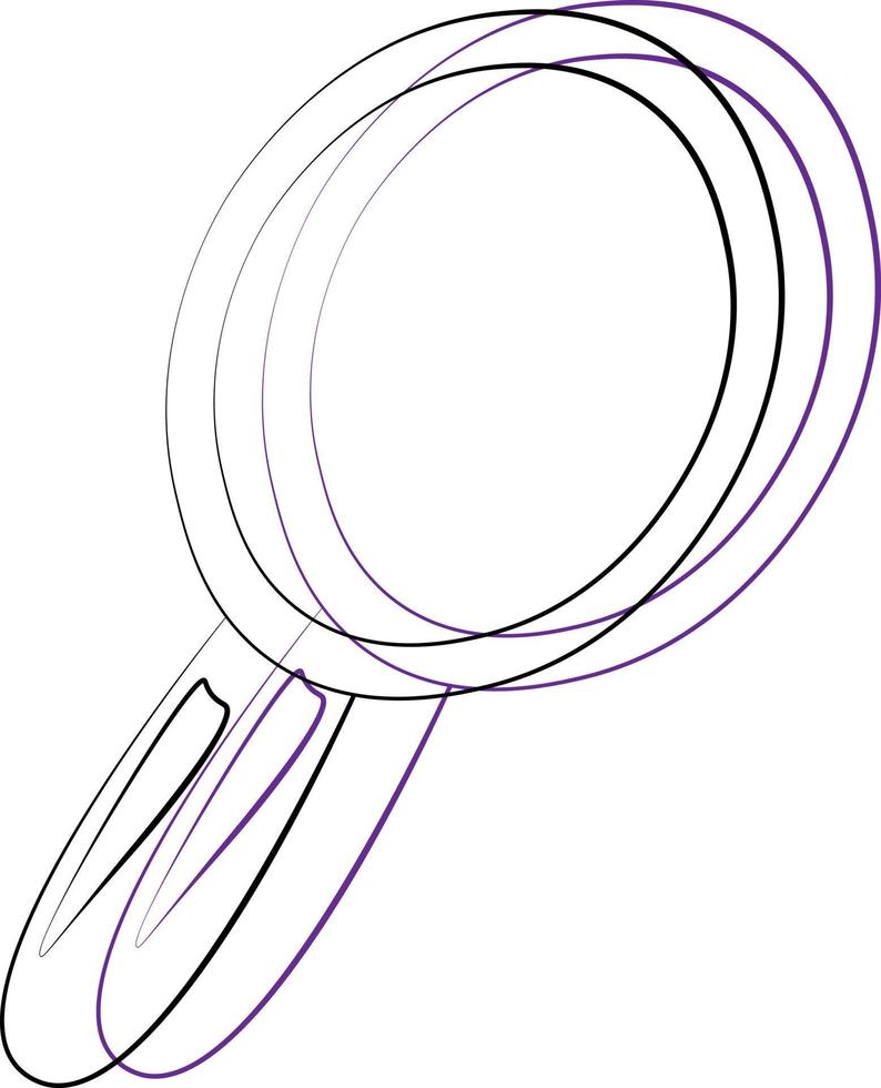 miroir à élément unique. dessiner une illustration en noir et violet vecteur