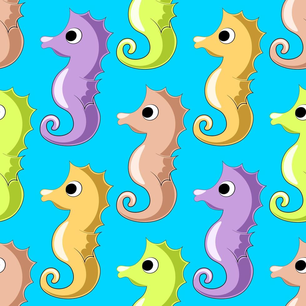 modèle vectorielle continue avec couleur petit hippocampe vecteur