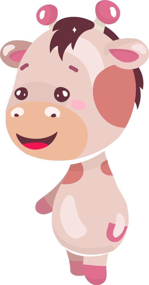 personnage de vecteur de couleur semi-plat girafe souriante mignonne