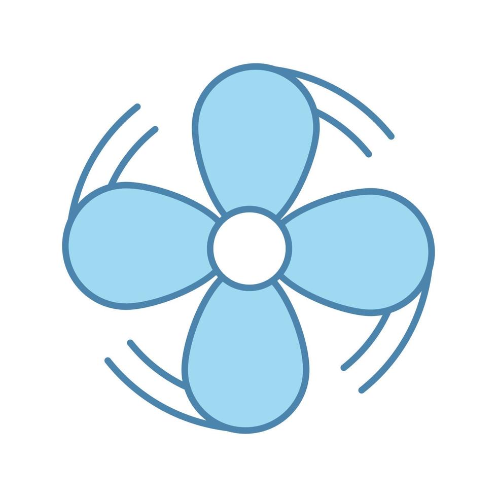 icône de couleur de ventilation d'air. ventilateur d'extraction. flux d'air. rotation du ventilateur. turbine, hélice. illustration vectorielle isolée vecteur