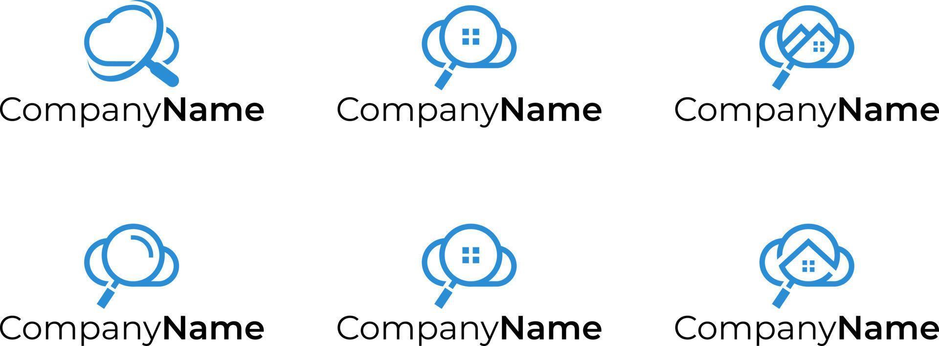 logo de loupe d'inspection de nuage vecteur