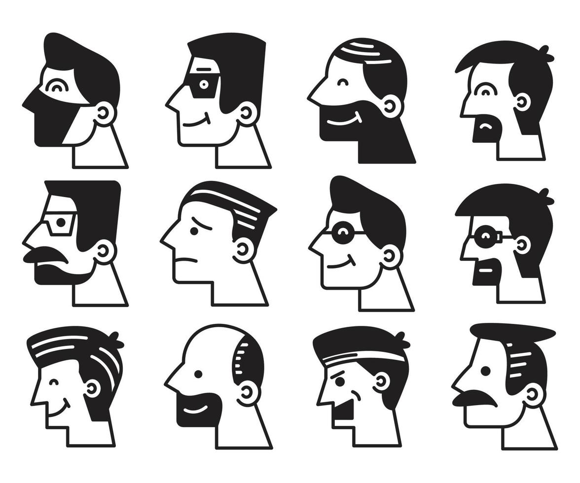 illustration d'avatars de visage masculin et féminin vecteur