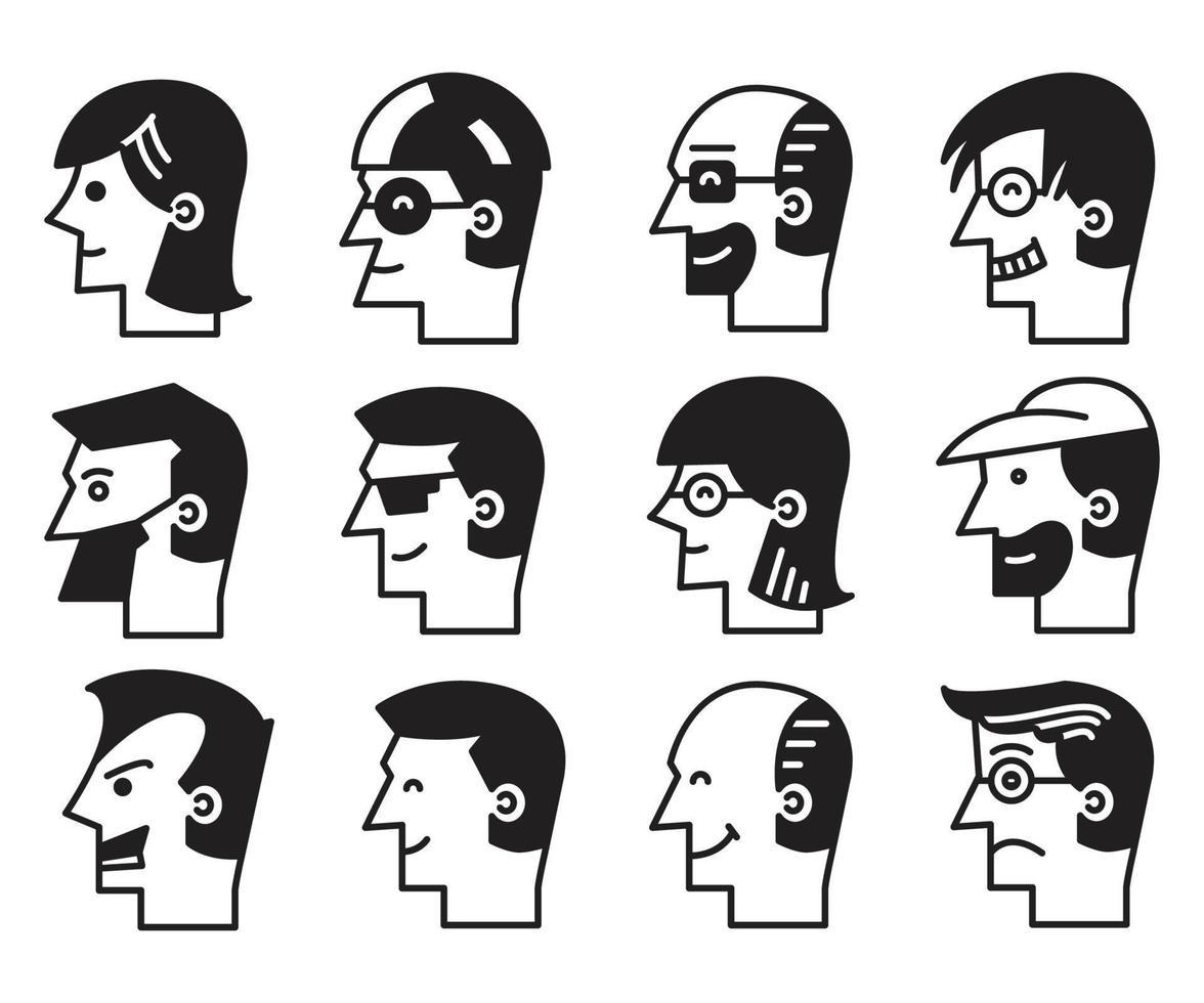 illustration d'avatars de visage humain vecteur